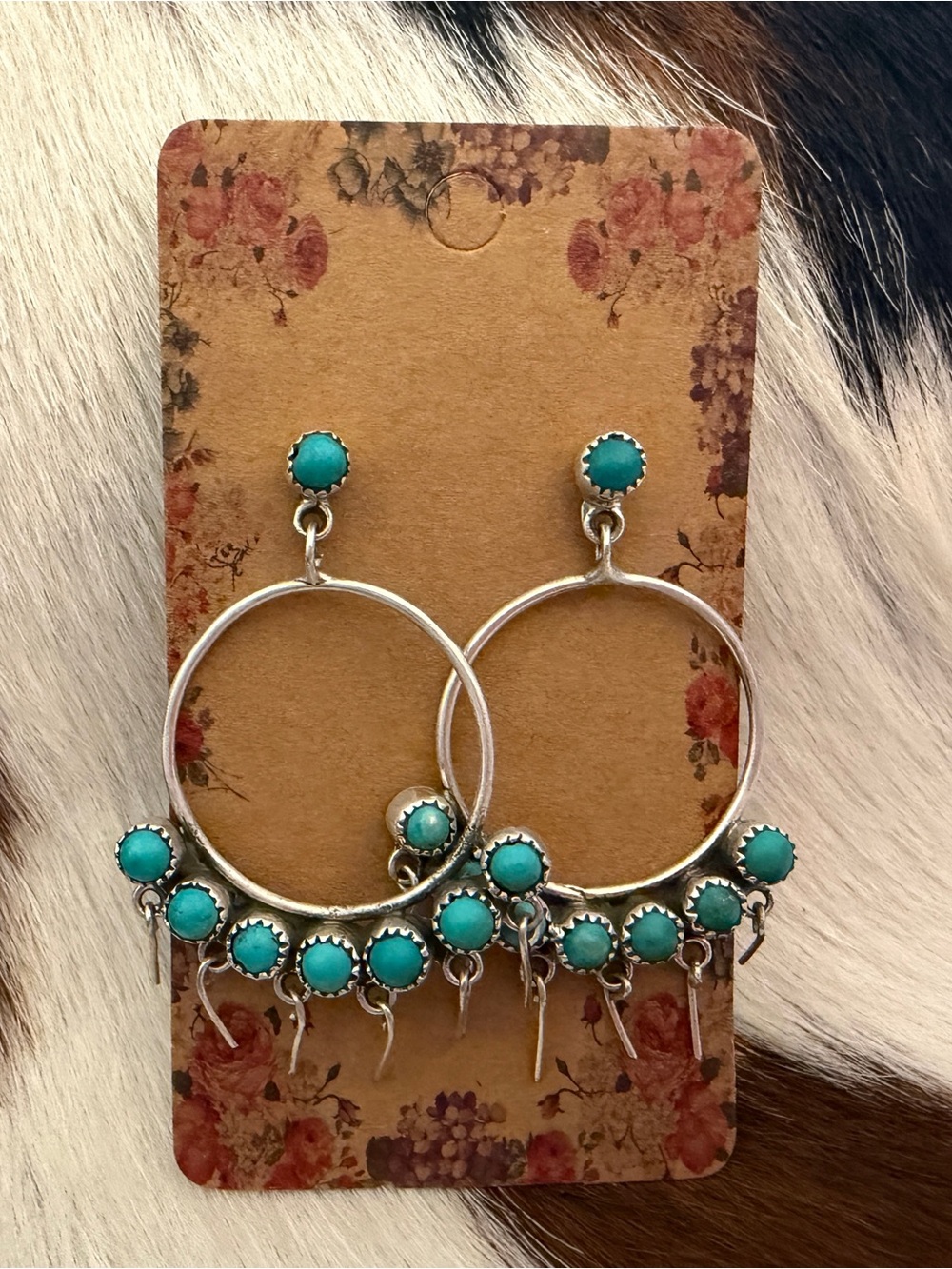 ❤️ Turquoise Sterling Silver Southwestern Dangle Drop Dangle Stud Hoop Earrings